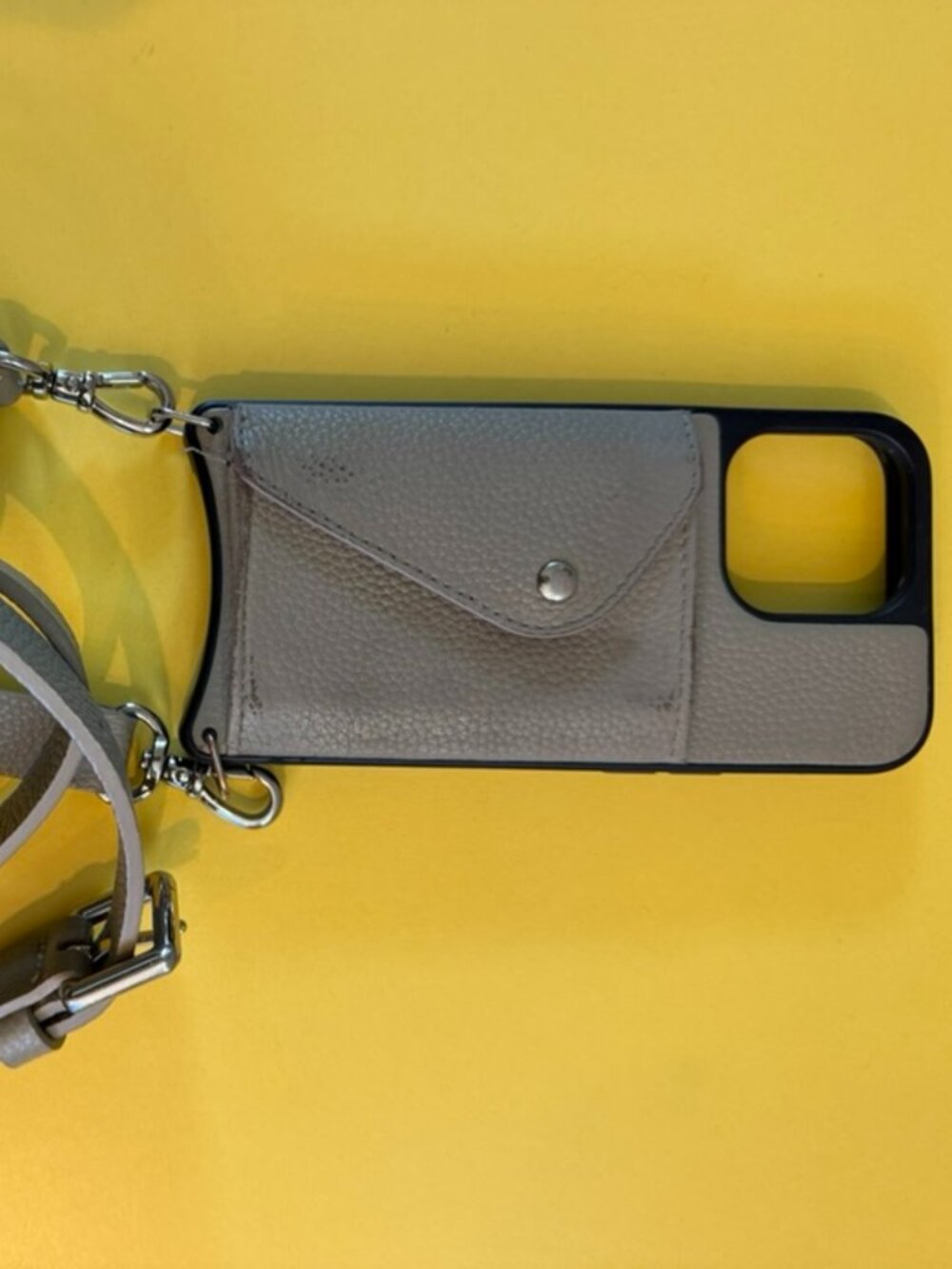 Bandolier Taupe Leather Crossbody iPhone 13 Pro Case w/ Strap